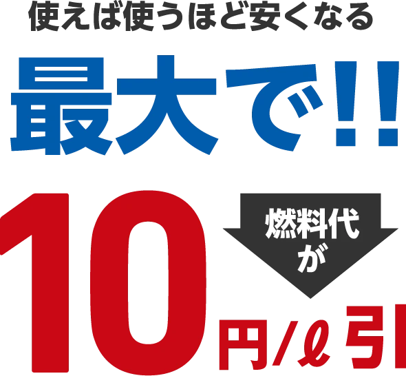 使えば使うほど安くなる 最大で燃料代が10円/ℓ引
